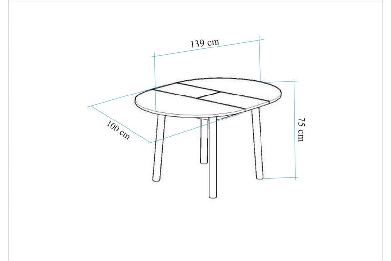 Ruokapöytä Oliver 100 cm - Tammi/Musta - Huonekalut - Pöytä & ruokailuryhmä - Ruokapöydät & keittiön pöydät