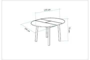 Ruokapöytä Oliver 100 cm - Tammi/Valkoinen - Huonekalut - Pöytä & ruokailuryhmä - Ruokapöydät & keittiön pöydät