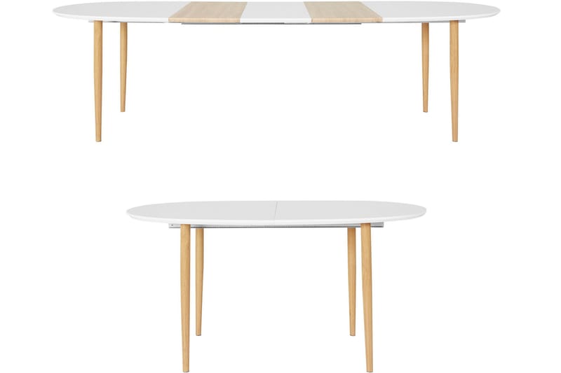 Ruokapöytä Ortobella Soikea 160 cm - Valkoinen/Luonnonväri - Huonekalut - Pöytä & ruokailuryhmä - Ruokapöydät & keittiön pöydät