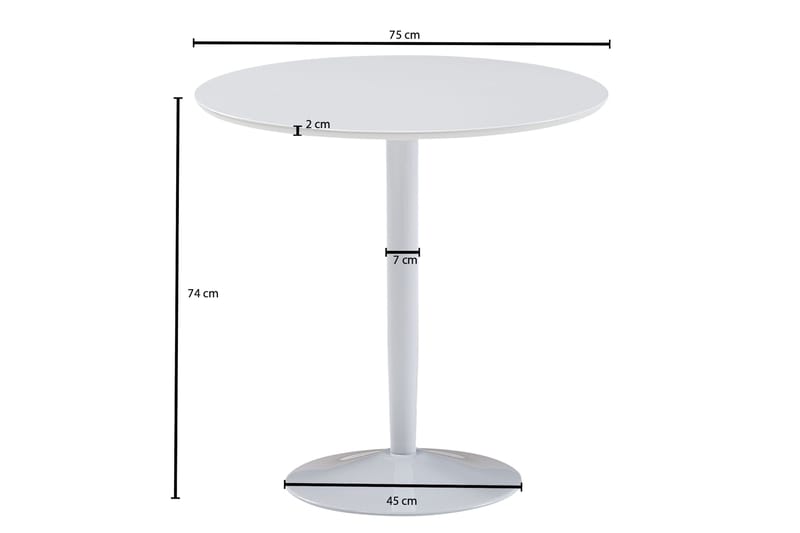 Ruokapöytä Rachid 75 cm Pyöreä - Valkoinen - Ruokapöydät & keittiön pöydät