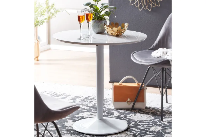 Ruokapöytä Rachid 75 cm Pyöreä - Valkoinen - Huonekalut - Pöytä & ruokailuryhmä - Ruokapöydät & keittiön pöydät