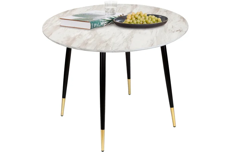 Ruokapöytä Reddeer Pyöreä 100 cm - Harmaa/Valkoinen/Musta/Kulta - Huonekalut - Pöytä & ruokailuryhmä - Ruokapöydät & keittiön pöydät