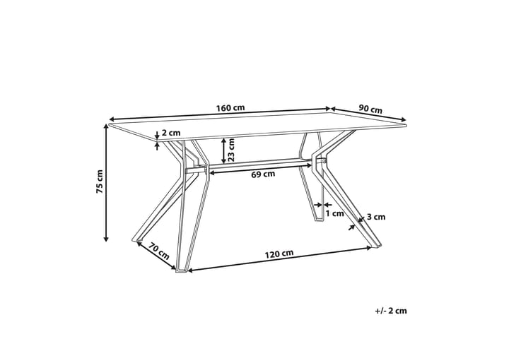 Ruokapöytä Rehins 160 cm - Valkoinen / musta - Ruokapöydät & keittiön pöydät