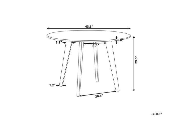 Ruokapöytä Roun 110 cm - Harmaa - Ruokapöydät & keittiön pöydät