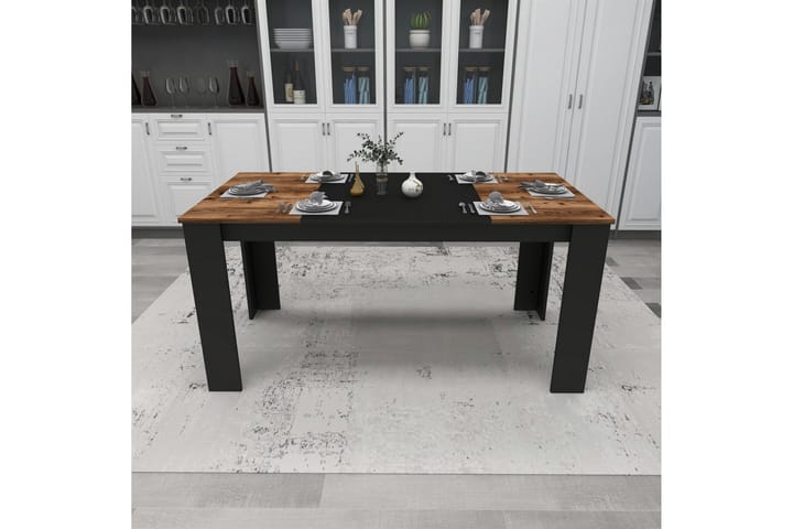 Ruokapöytä Safiya 160 cm - Pähkinä/Musta - Ruokapöydät & keittiön pöydät