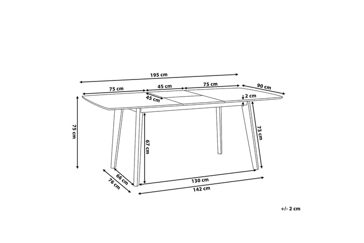 Ruokapöytä Sanford 195 cm - Valkoinen - Ruokapöydät & keittiön pöydät