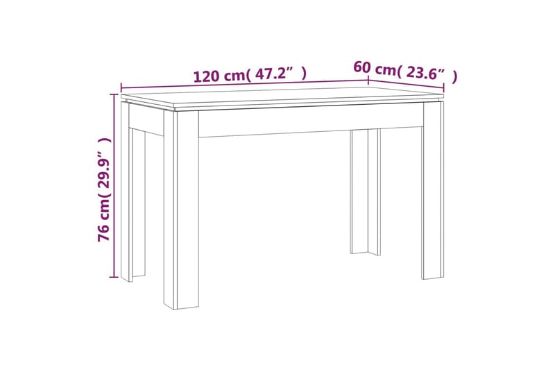 Ruokapöytä savutammi 120x60x76 cm tekninen puu - Ruskea - Huonekalut - Pöytä & ruokailuryhmä - Ruokapöydät & keittiön pöydät