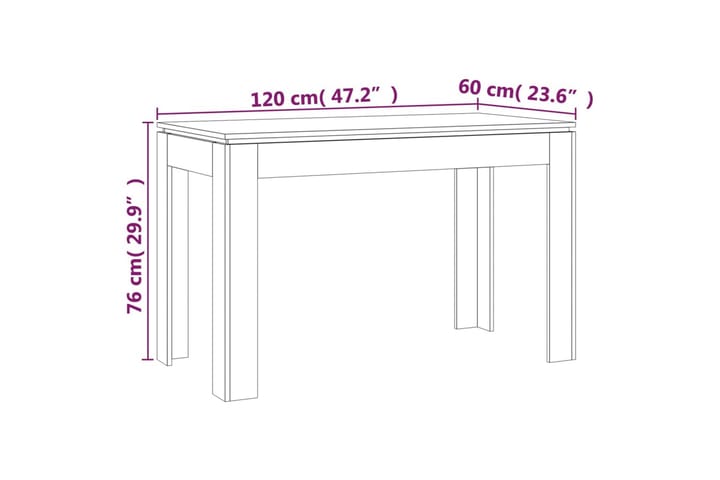 Ruokapöytä savutammi 120x60x76 cm tekninen puu - Ruskea - Ruokapöydät & keittiön pöydät