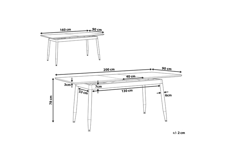 Ruokapöytä Seiad 200 cm - Luonnonväri/musta/kulta - Ruokapöydät & keittiön pöydät