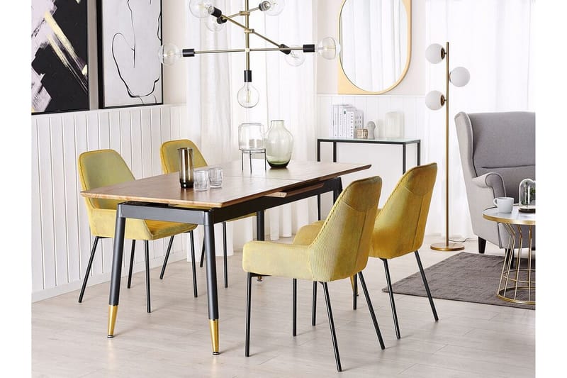 Ruokapöytä Seiad 200 cm - Luonnonväri/musta/kulta - Huonekalut - Pöytä & ruokailuryhmä - Ruokapöydät & keittiön pöydät