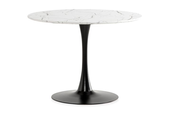 Ruokapöytä Severo 100 cm Pyöre�ä - Valkoinen Marmori/Musta - Marmoripöydät - Ruokapöydät & keittiön pöydät