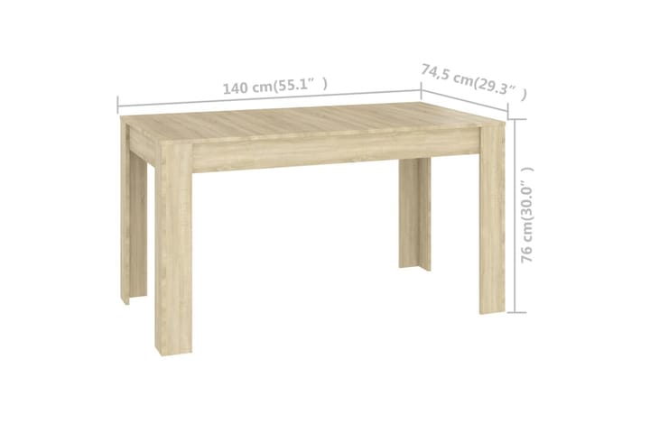 Ruokapöytä Sonoma-tammi 140x74,5x76 cm lastulevy - Ruokapöydät & keittiön pöydät