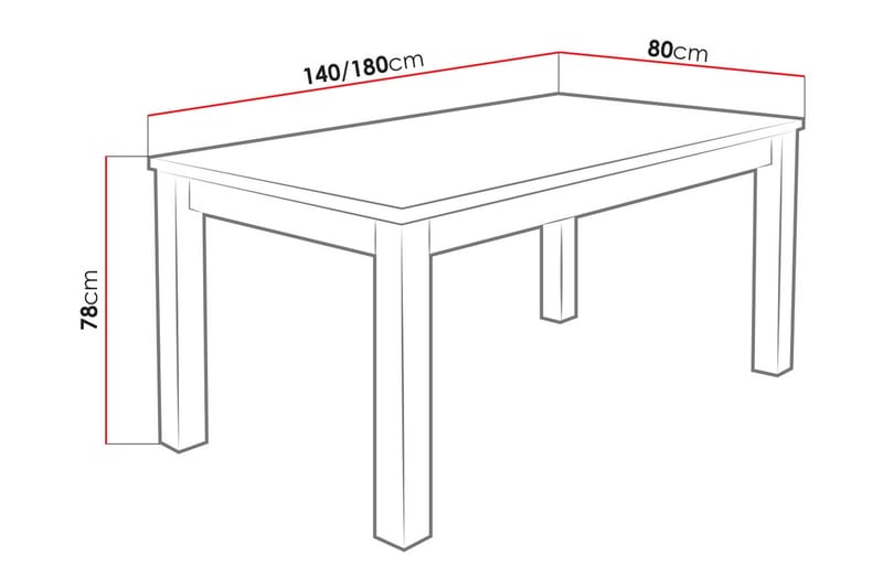 Ruokapöytä Tabell 140x80x78 cm - Valkoinen - Huonekalut - Pöytä & ruokailuryhmä - Ruokapöydät & keittiön pöydät
