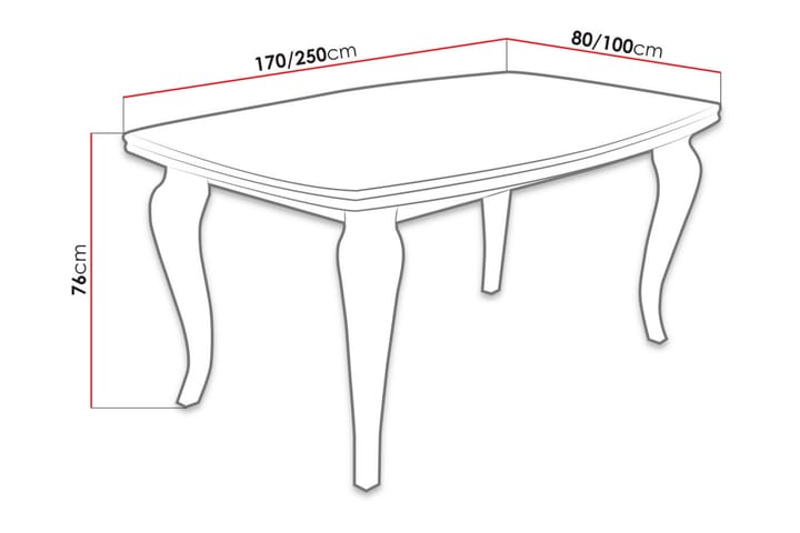 Ruokapöytä Tabell 170x100x76 cm - Valkoinen - Ruokapöydät & keittiön pöydät