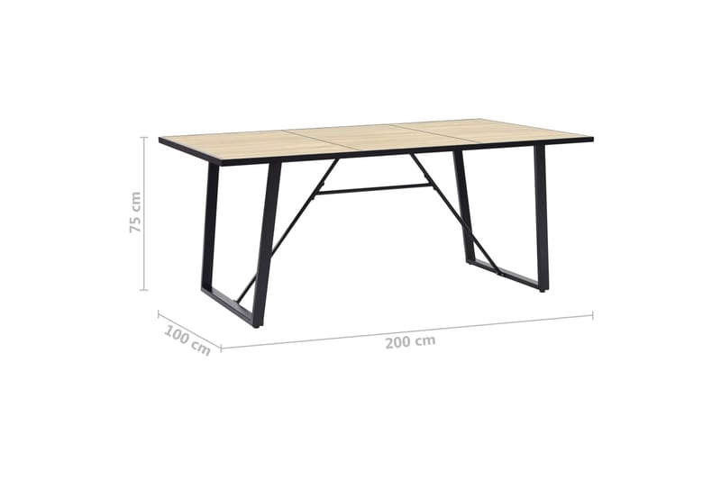 Ruokapöytä tammi 200x100x75 cm MDF - Ruskea - Huonekalut - Pöytä & ruokailuryhmä - Ruokapöydät & keittiön pöydät