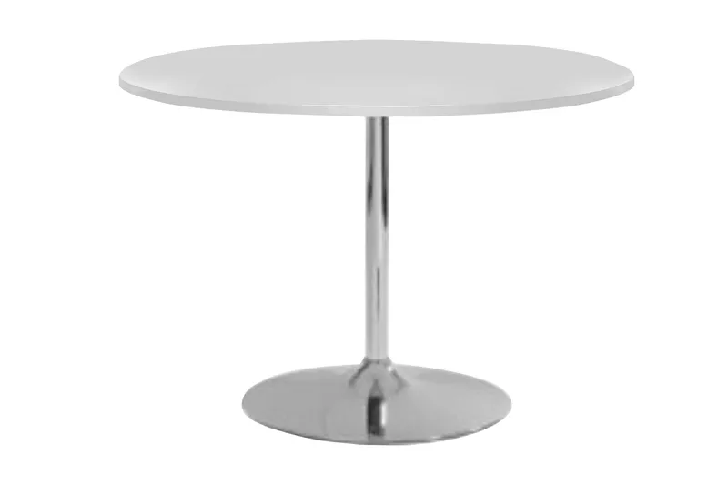 Ruokapöytä Terri 110 cm Pyöreä, Valkoinen/Kromi