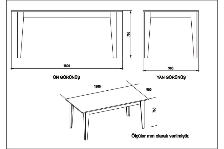 Ruokapöytä Tomoe 180 cm - Pähkinä/Musta - Ruokapöydät & keittiön pöydät
