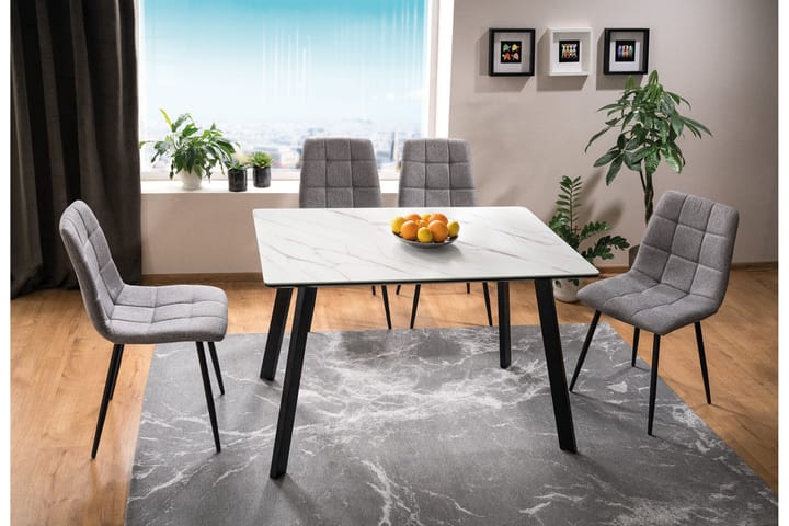 Ruokapöytä Tuena 120 cm - Lasi/Valkoinen/Musta - Marmoripöydät - Ruokapöydät & keittiön pöydät