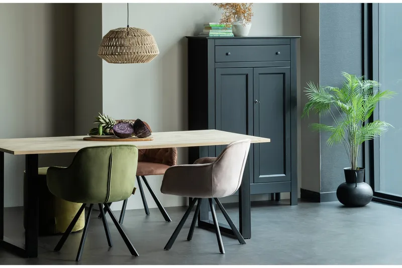 Ruokapöytä Tuor U-jalat 200 cm - Tammi/Musta - Huonekalut - Pöytä & ruokailuryhmä - Ruokapöydät & keittiön pöydät