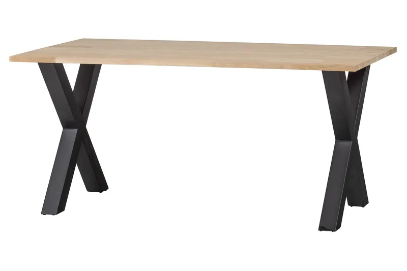 Ruokapöytä Tuor X-alat 160 cm Käsittelemätön - Tammi/Musta - Huonekalut - Pöytä & ruokailuryhmä - Ruokapöydät & keittiön pöydät