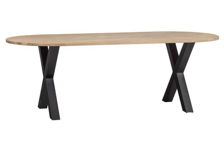 Ruokapöytä Tuor X-jalat 220 cm Soikea - Tammi/Musta - Ruokapöydät & keittiön pöydät