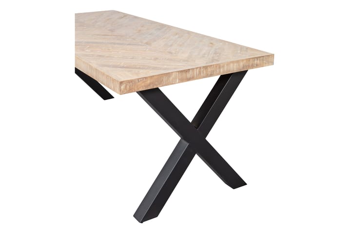 Ruokapöytä Tuor X-jalka 180 cm - Kalanruoto/Luonnonväri/Musta - Ruokapöydät & keittiön pöydät