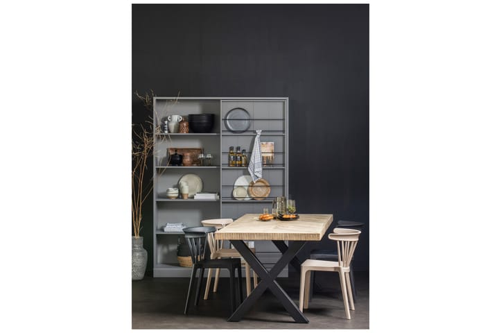 Ruokapöytä Tuor X-jalka 180 cm - Kalanruoto/Luonnonväri/Musta - Ruokapöydät & keittiön pöydät
