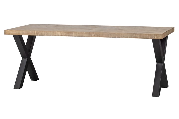 Ruokapöytä Tuor X-jalka 200 cm - Kalanruoto/Luonnonväri/Musta - Ruokapöydät & keittiön pöydät