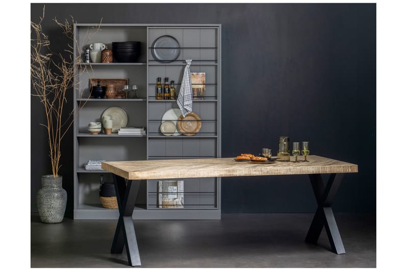 Ruokapöytä Tuor X-jalka 200 cm - Kalanruoto/Luonnonväri/Musta - Huonekalut - Pöytä & ruokailuryhmä - Ruokapöydät & keittiön pöydät