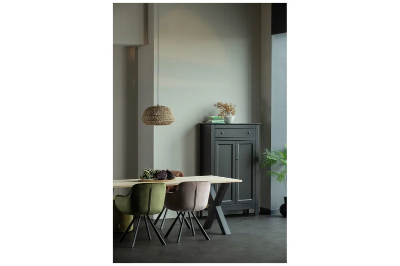 Ruokapöytä Tuor X-jalka 200 cm - Tammi/Musta - Huonekalut - Pöytä & ruokailuryhmä - Ruokapöydät & keittiön pöydät