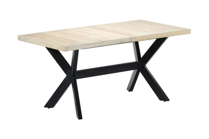 Ruokapöytä valkoinen 160x80x75 cm mangopuu - Valkoinen - Huonekalut - Pöytä & ruokailuryhmä - Ruokapöydät & keittiön pöydät