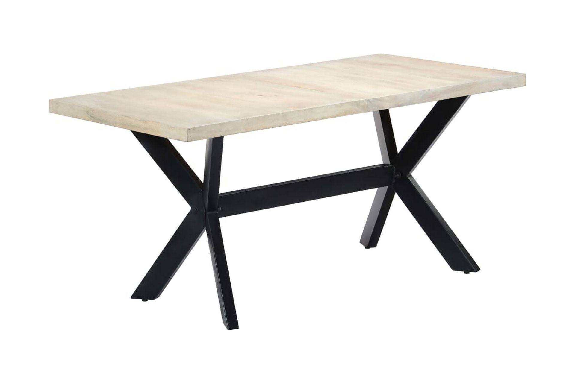 Ruokapöytä valkoinen 160x80x75 cm mangopuu - Valkoinen - Huonekalut - Pöytä & ruokailuryhmä - Ruokapöydät & keittiön pöydät