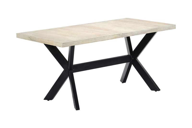 Ruokapöytä valkoinen 160x80x75 cm mangopuu - Valkoinen - Huonekalut - Pöytä & ruokailuryhmä - Ruokapöydät & keittiön pöydät