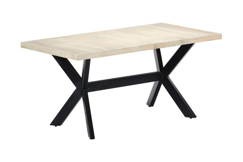 Ruokapöytä valkoinen 160x80x75 cm mangopuu - Valkoinen - Huonekalut - Pöytä & ruokailuryhmä - Ruokapöydät & keittiön pöydät