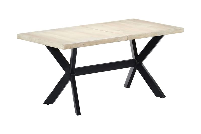 Ruokapöytä valkoinen 160x80x75 cm mangopuu - Valkoinen - Huonekalut - Pöytä & ruokailuryhmä - Ruokapöydät & keittiön pöydät