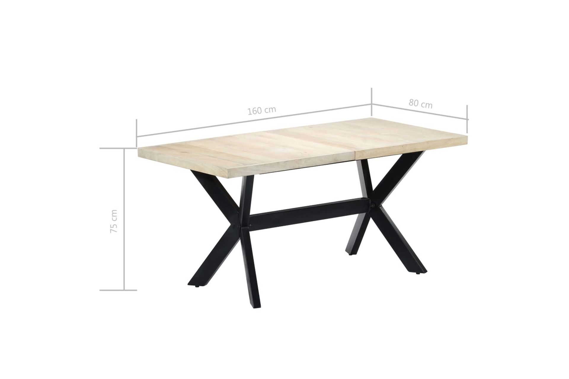 Ruokapöytä valkoinen 160x80x75 cm mangopuu - Valkoinen - Huonekalut - Pöytä & ruokailuryhmä - Ruokapöydät & keittiön pöydät