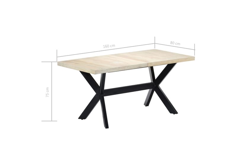 Ruokapöytä valkoinen 160x80x75 cm mangopuu - Valkoinen - Huonekalut - Pöytä & ruokailuryhmä - Ruokapöydät & keittiön pöydät