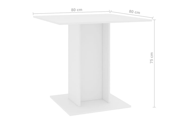 Ruokapöytä valkoinen 80x80x75 cm lastulevy - Valkoinen - Huonekalut - Pöytä & ruokailuryhmä - Ruokapöydät & keittiön pöydät