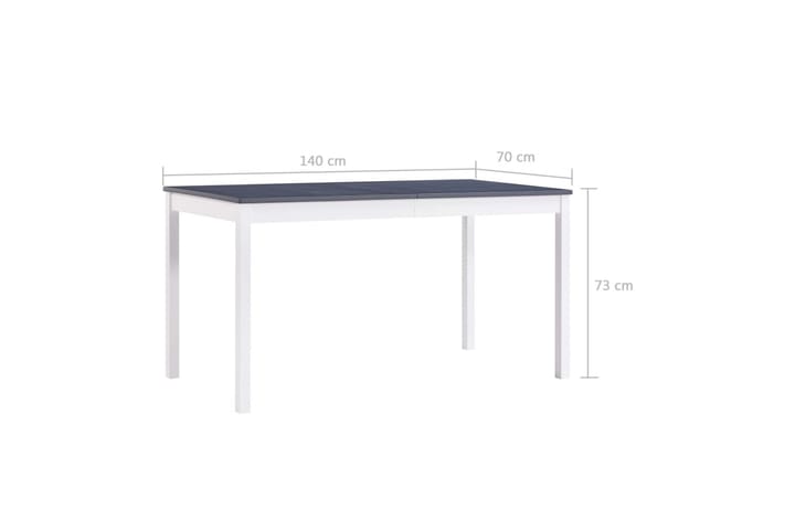 Ruokapöytä valkoinen ja harmaa 140x70x73 cm mänty - Harmaa - Ruokapöydät & keittiön pöydät