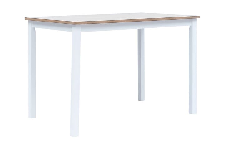 Ruokapöytä valkoinen ja ruskea 114x71x75 cm kumipuu - Valkoinen - Ruokapöydät & keittiön pöydät