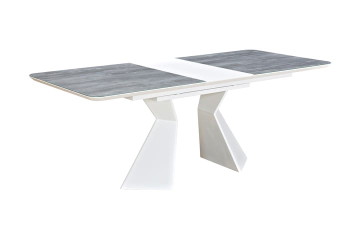 Ruokapöytä Xia Jatkettava 160 cm Lasi - Valkoinen - Ruokapöydät & keittiön pöydät