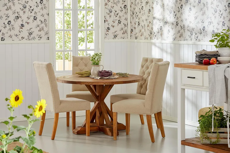 Ruokapöytä Yorkshire Vintage 120 cm Pyöreä - Ruskea - Huonekalut - Pöytä & ruokailuryhmä - Ruokapöydät & keittiön pöydät