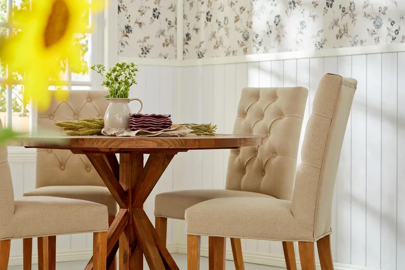 Ruokapöytä Yorkshire Vintage 120 cm Pyöreä - Ruskea - Huonekalut - Pöytä & ruokailuryhmä - Ruokapöydät & keittiön pöydät