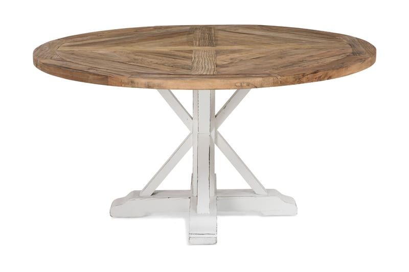 Ruokapöytä Yorkshire Vintage 150 cm Pyöreä - Vintage Luonnonväri/Valkoinen - Huonekalut - Pöytä & ruokailuryhmä - Ruokapöydät & keittiön pöydät