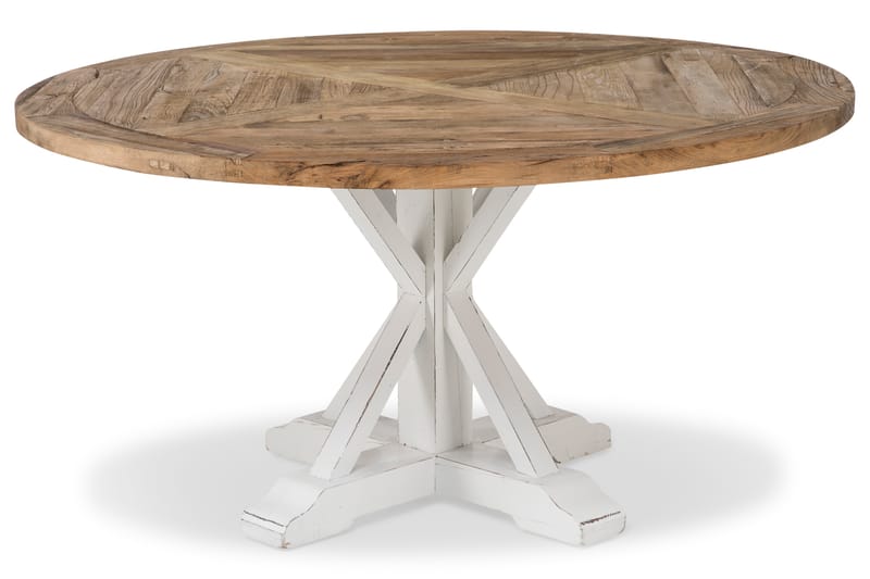 Ruokapöytä Yorkshire Vintage 150 cm Pyöreä - Vintage Luonnonväri/Valkoinen - Huonekalut - Pöytä & ruokailuryhmä - Ruokapöydät & keittiön pöydät