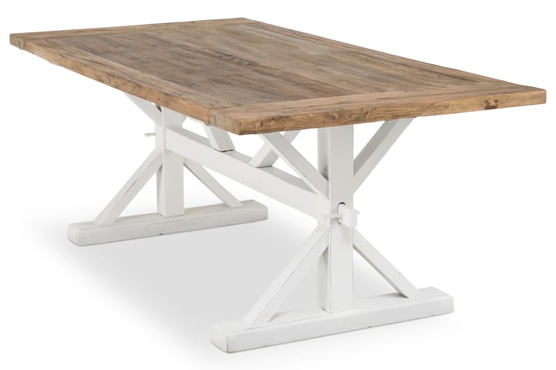 Ruokapöytä Yorkshire Vintage 200 cm Jatkettava - Vintage Luonnonväri/Valkoinen - Huonekalut - Pöytä & ruokailuryhmä - Ruokapöydät & keittiön pöydät