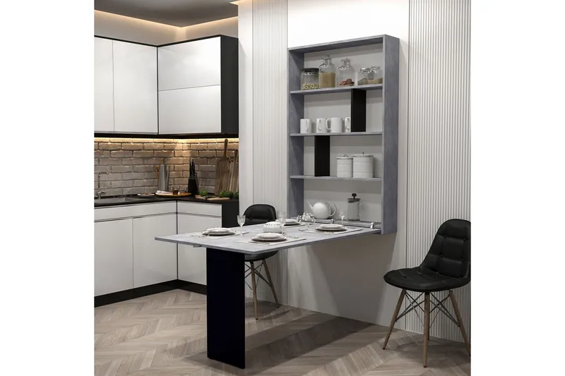 Ruokapöytä Zemlja 203 cm Sten - Musta/Harmaa - Huonekalut - Pöytä & ruokailuryhmä - Ruokapöydät & keittiön pöydät