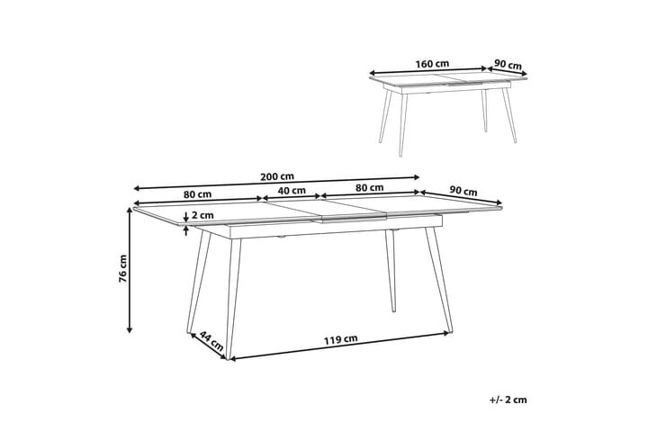 Ruokapöytä Peverel 200 cm kokoontaitettava - Musta - Ruokapöydät & keittiön pöydät - Kokoontaitettavat pöydät