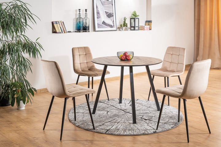 Ruokapöytä Pardee 100 cm Pyöreä - Luonnonväri/Musta - Ruokapöydät & keittiön pöydät