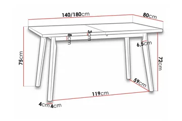 Ruokapöytä Patrickswell 80 cm - Valkoinen - Huonekalut - Pöytä & ruokailuryhmä - Ruokapöydät & keittiön pöydät